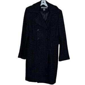 5|48 Metallic Black Coat Wool‎ Blend